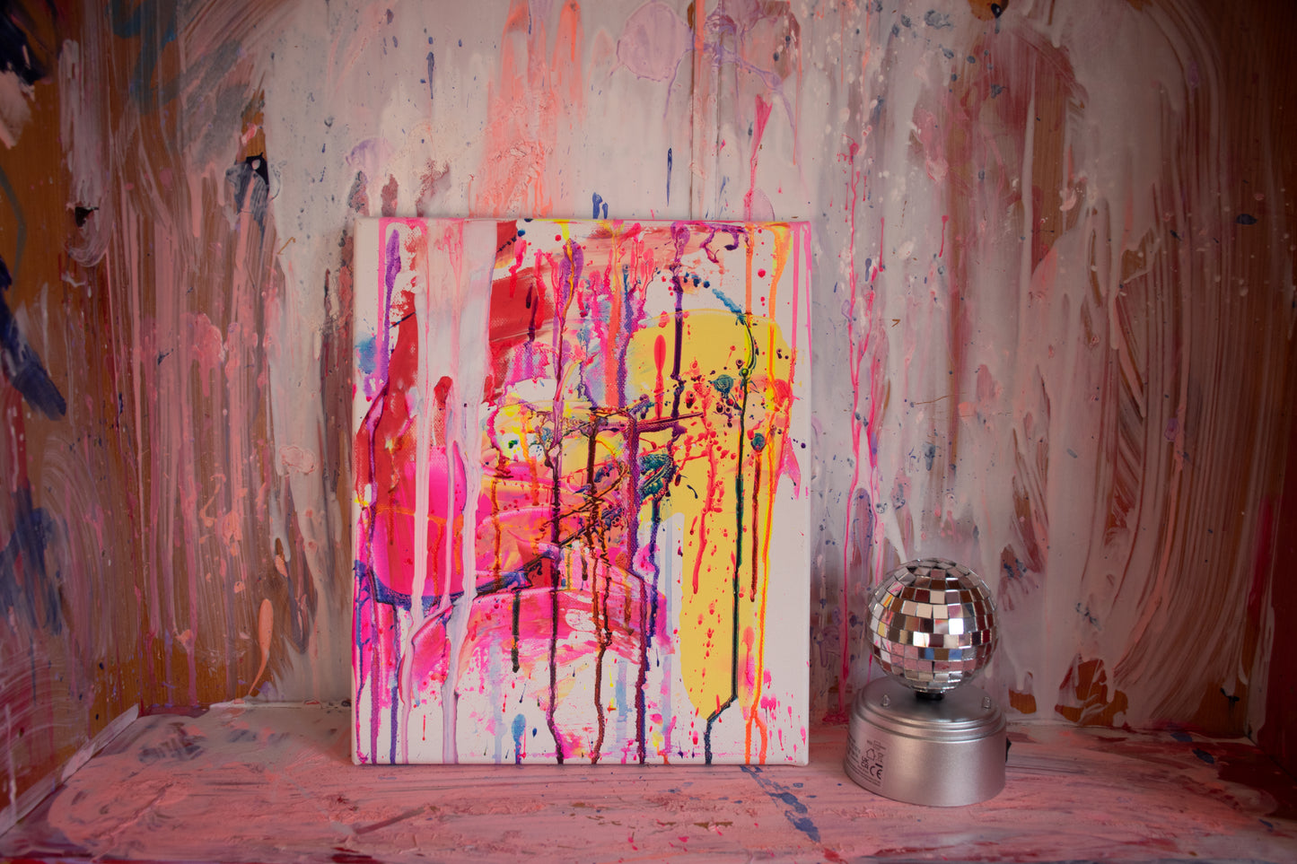 Let's kiss under the biggest disco ball in the world - Original Canvas Abstract Painting