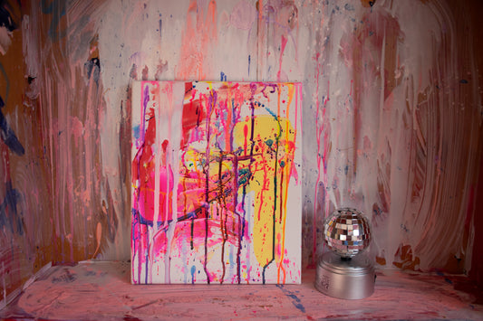 Let's kiss under the biggest disco ball in the world - Original Canvas Abstract Painting