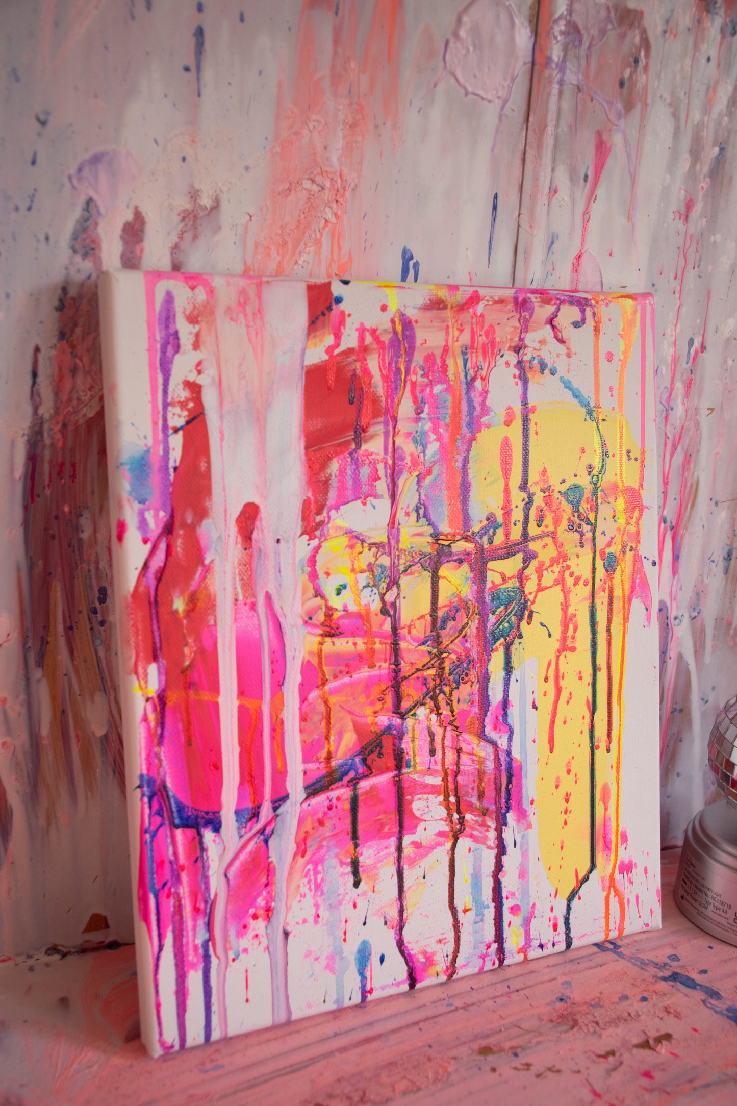 Let's kiss under the biggest disco ball in the world - Original Canvas Abstract Painting