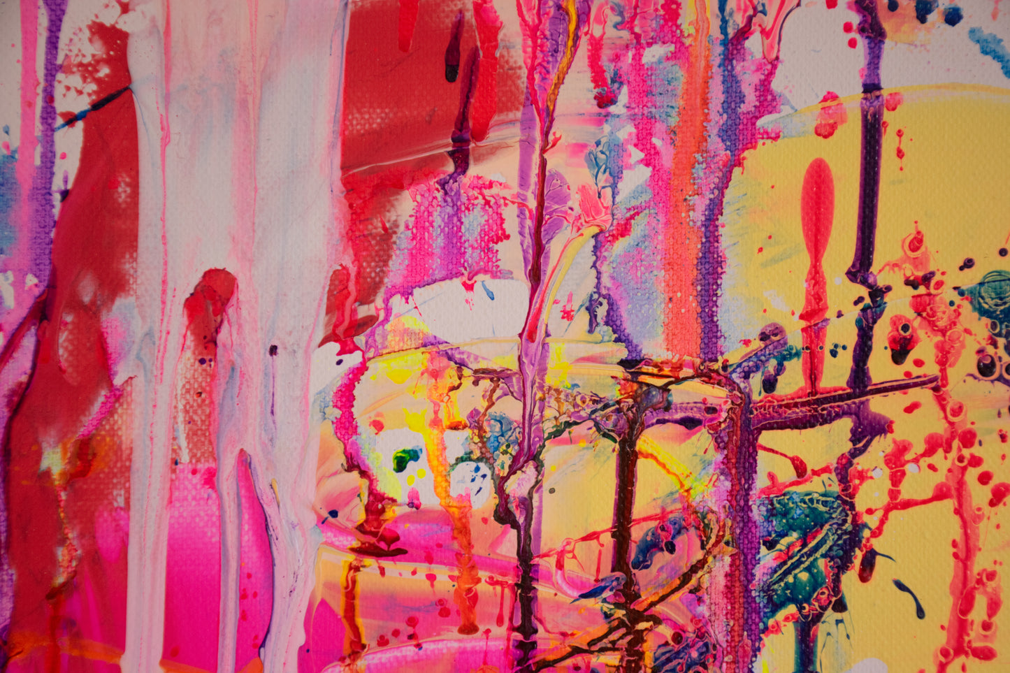 Let's kiss under the biggest disco ball in the world - Original Canvas Abstract Painting